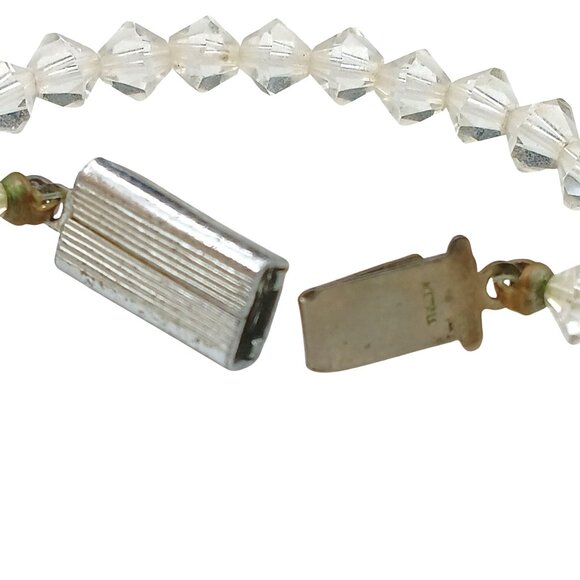 Vintage Clear Crystal Beaded Choker Necklace with Decorative Box Clasp - Picture 4 of 4